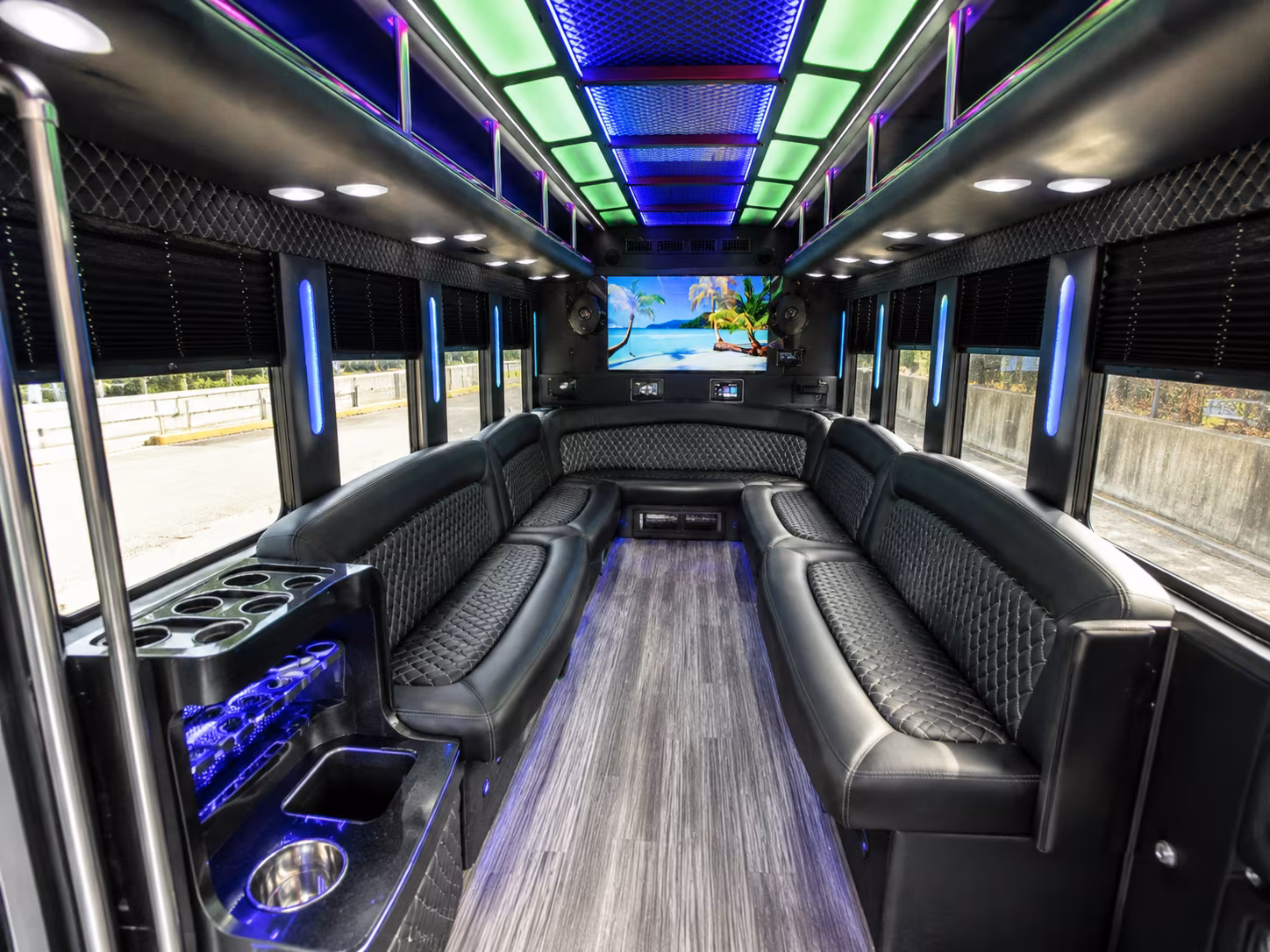 howell 18 passenger party bus inside