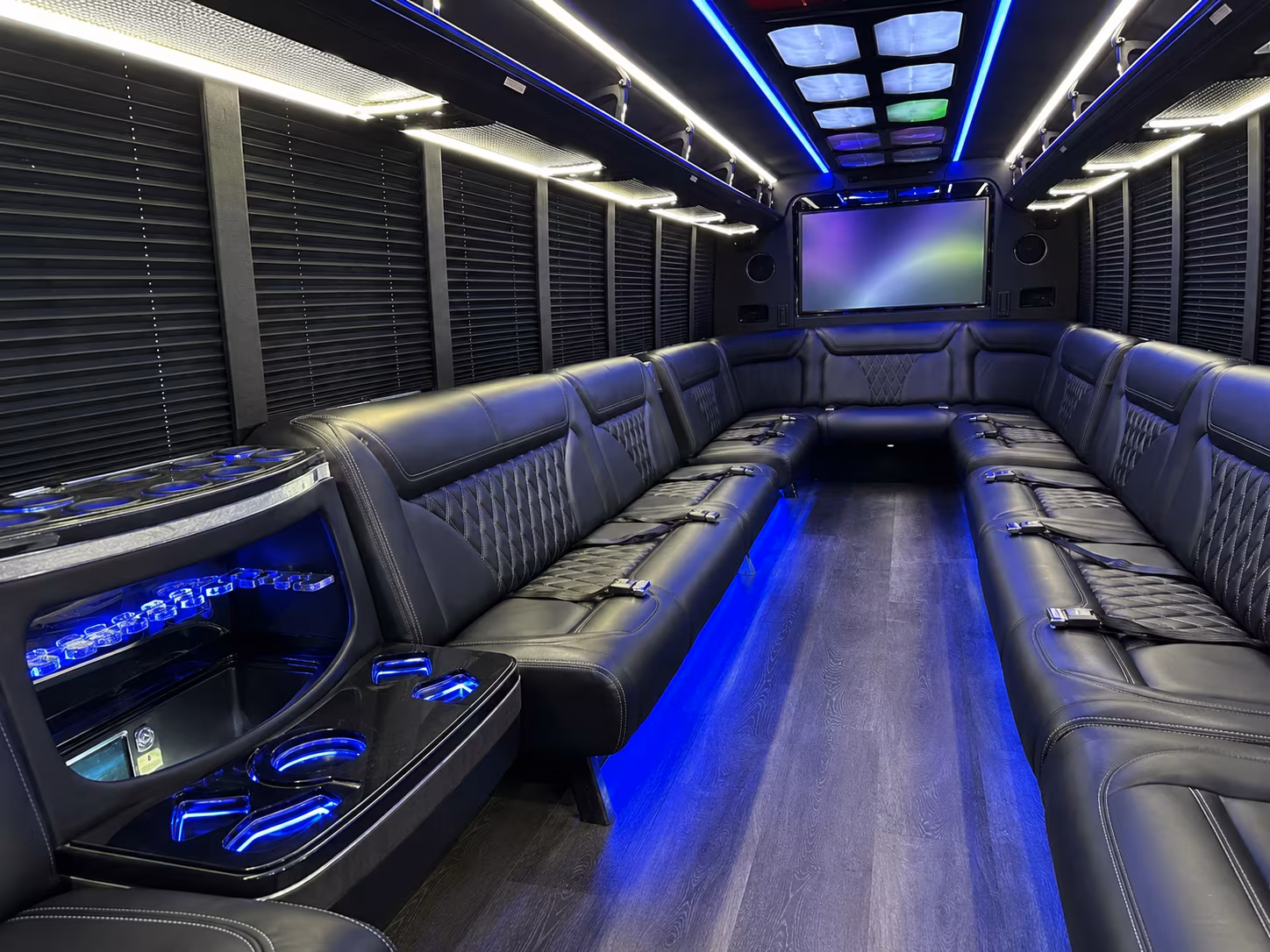 howell 20 passenger party bus inside