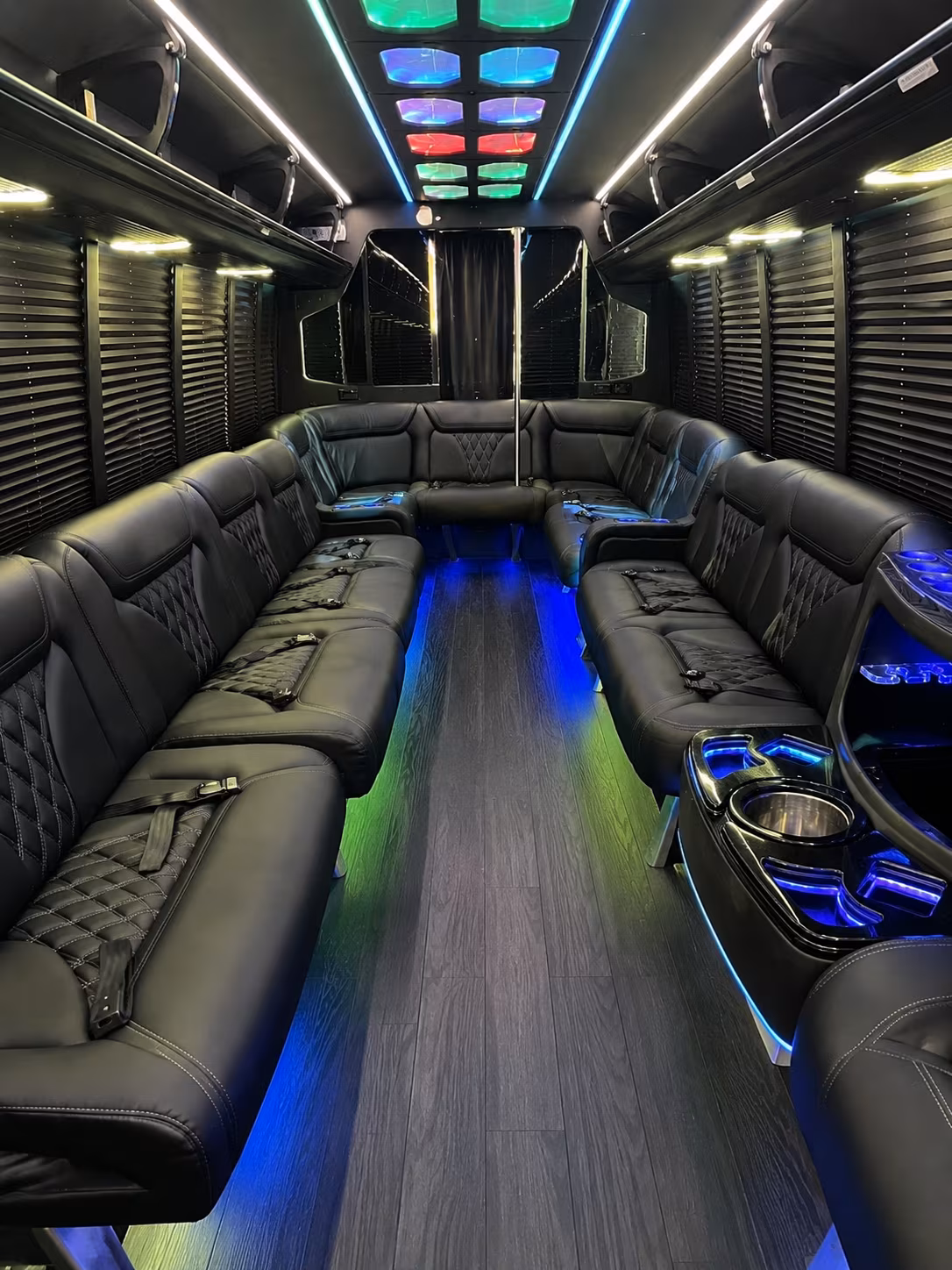 howell 20 passenger party bus interior