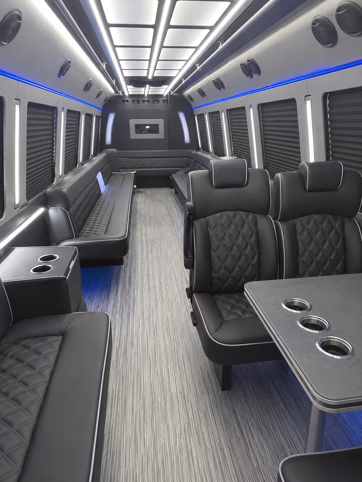 howell 25 passenger party bus inside