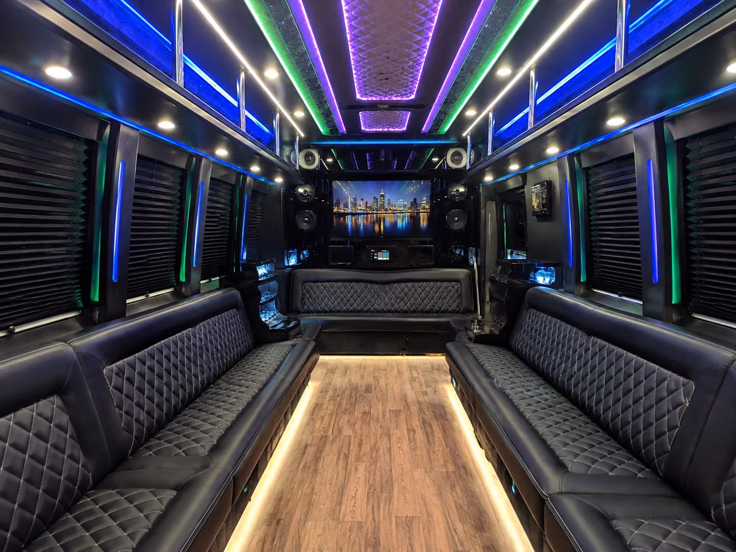 howell 25 passenger party bus interior