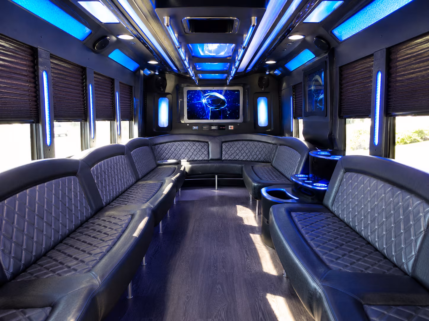 howell 28 passenger party bus inside