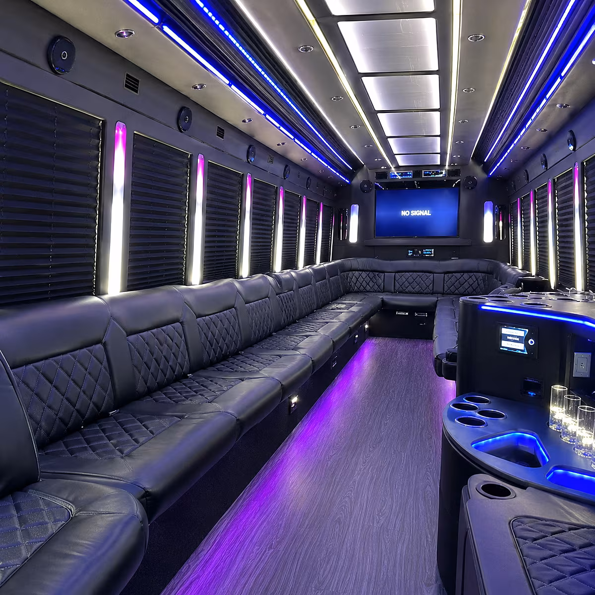 howell 30 passenger party bus inside