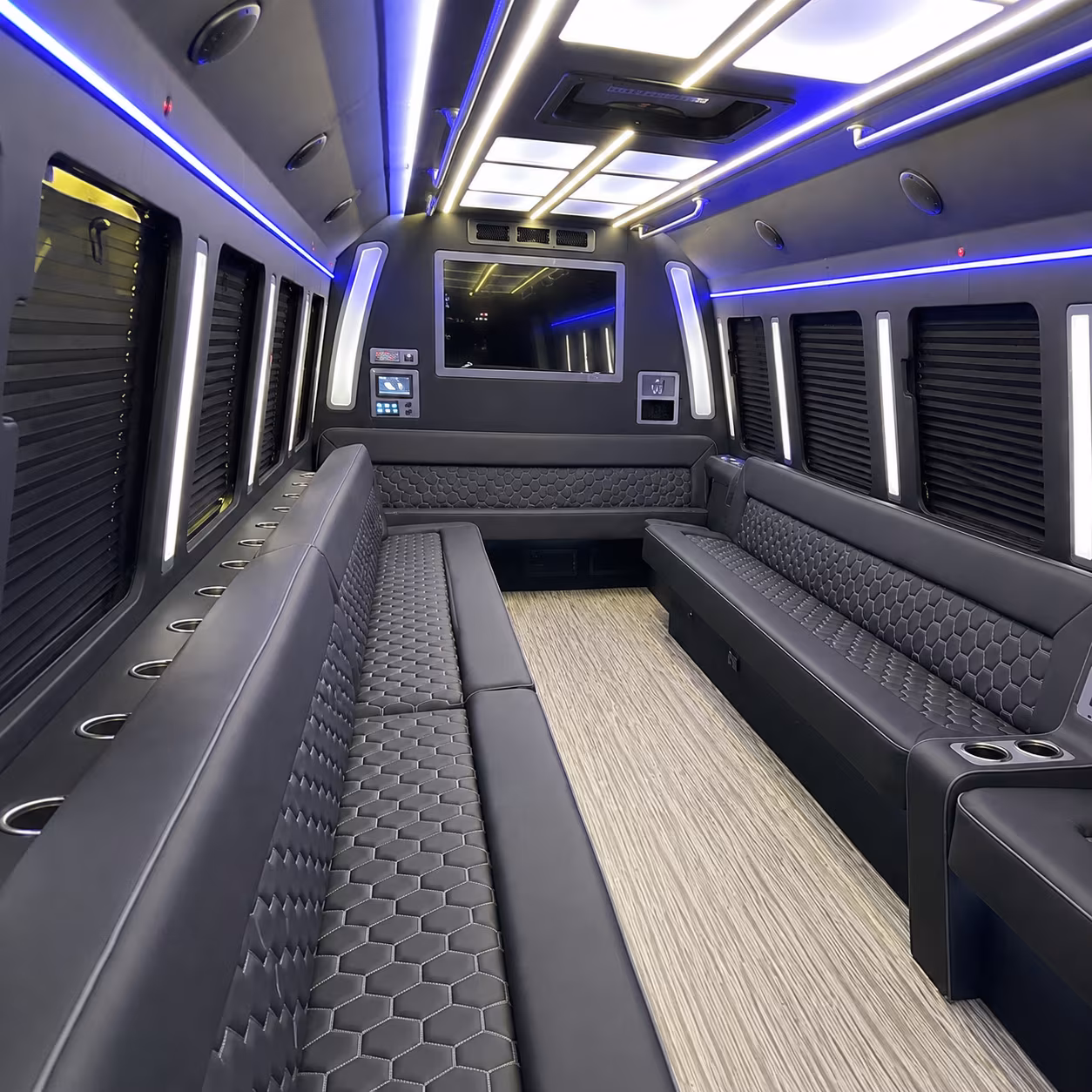 howell 40 passenger party bus inside