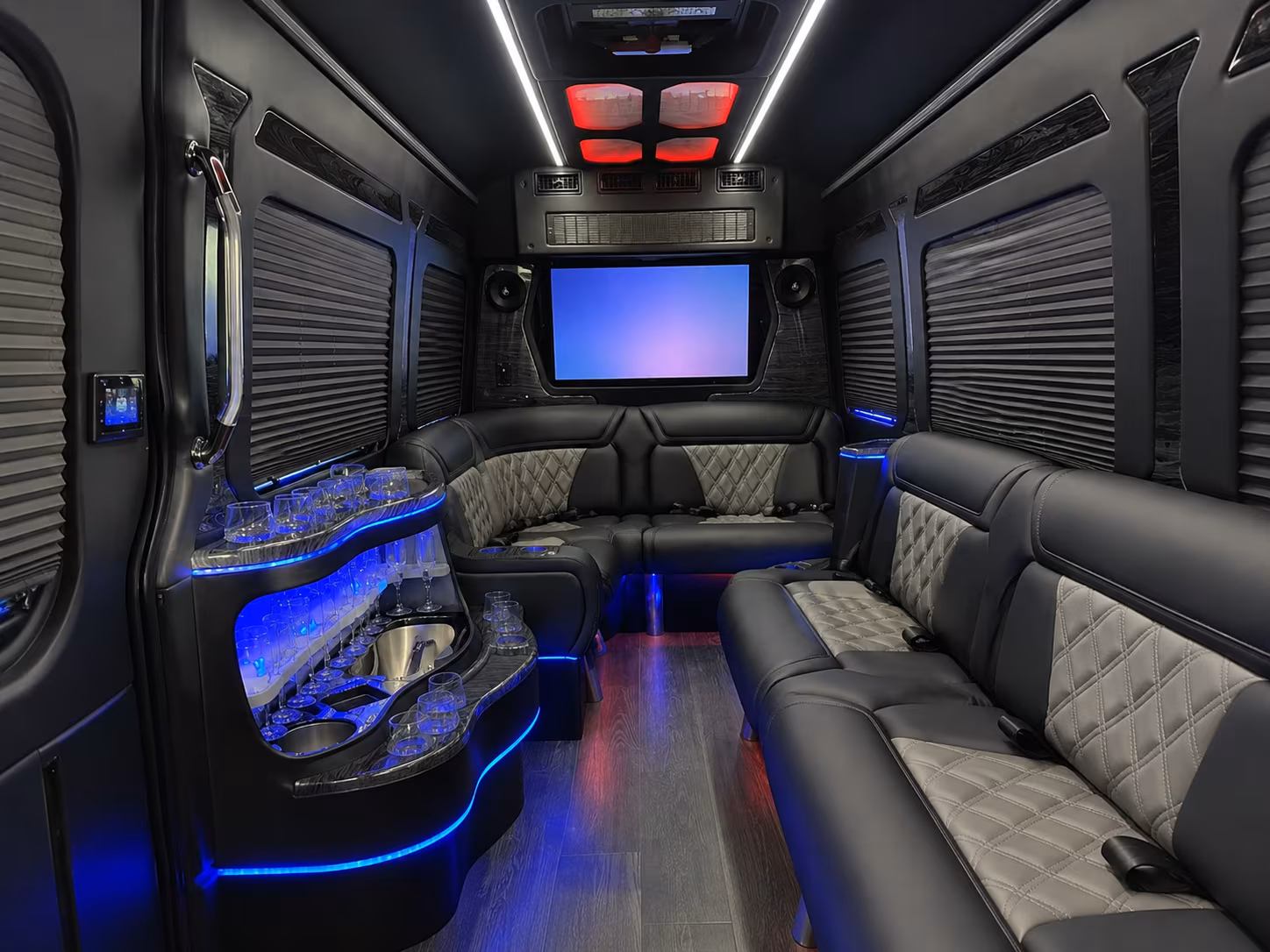 howell 40 passenger party bus interior