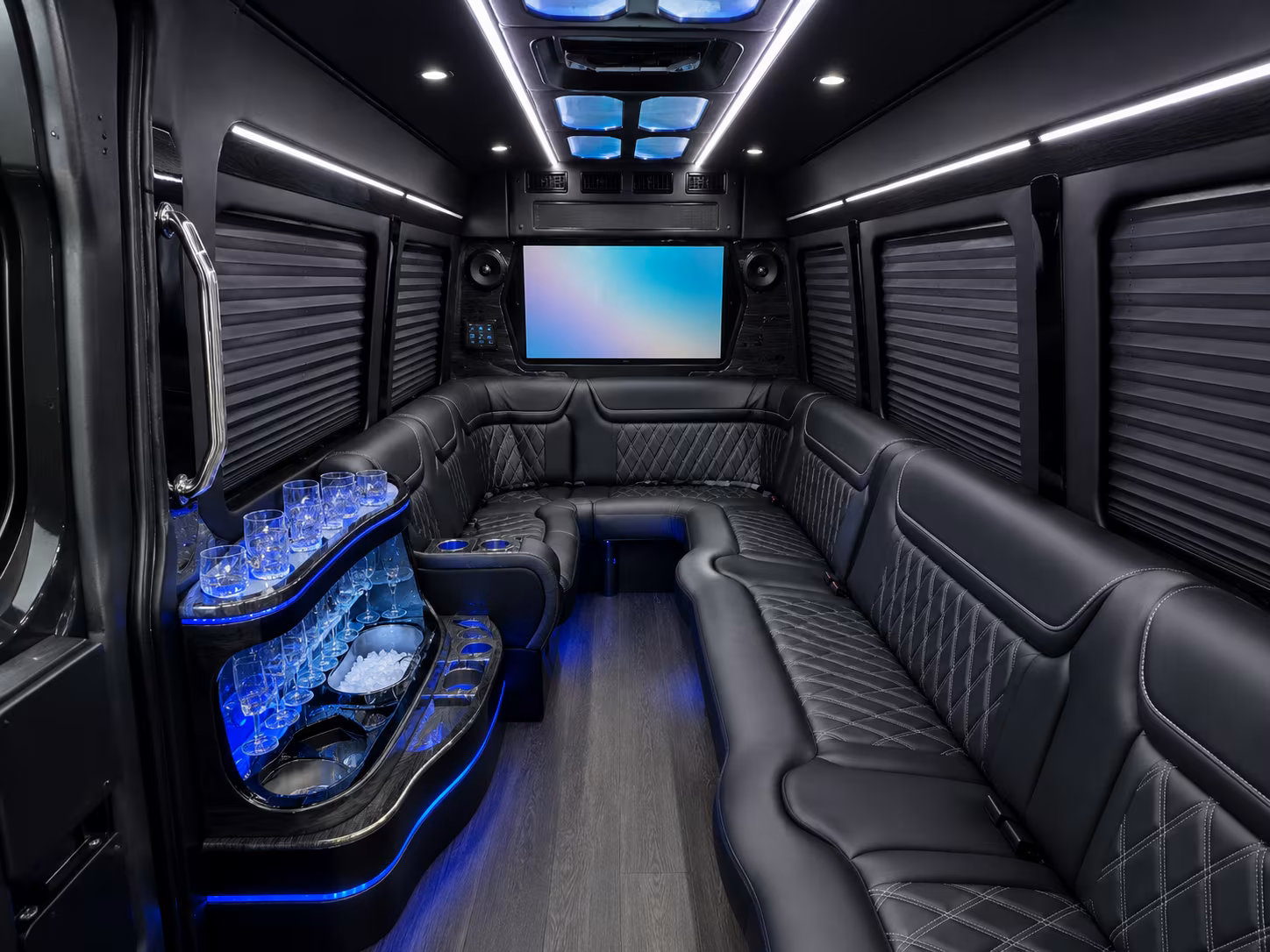 howell 50 passenger party bus interior
