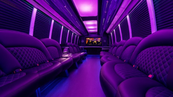 Interior of Charter Bus Company Old Bridge Township's Party Bus in Old Bridge Township