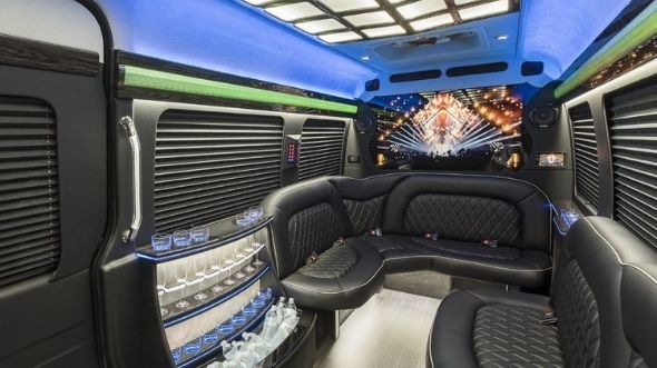 Interior of Charter Bus Company Hamilton Township's Sprinter Limo in Hamilton Township
